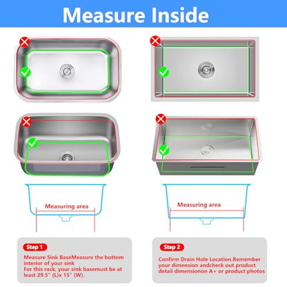 Sink Protectors for Kitchen Sink 12" 13" 16" 18" 19" 24" 26" 28" 29" Silicone Sink mat| Silicone Kitchen Sink Mat Grid for Bottom of Farmhouse Stainless Steel(29.5"X15"Gray) | Various sizes and styles,Free-form cutting,Holes for different positions,Protec