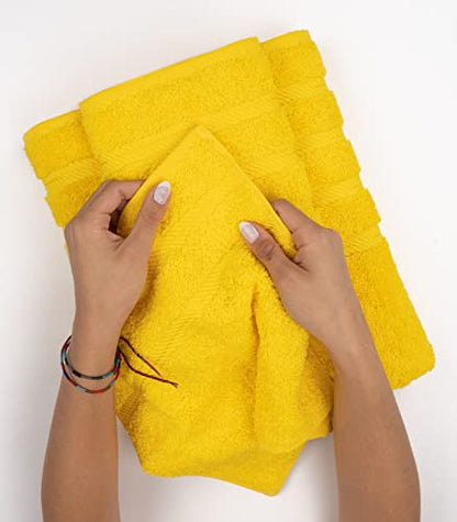American Soft Linen 100% Cotton Luxury Turkish Towels, 6 Piece Towel Set | Soft Absorbent Quick Dry OEKO Tex Standard 100 Certificated Durable Machine Washable Premium Hotel Quality - color: Lemon Yellow