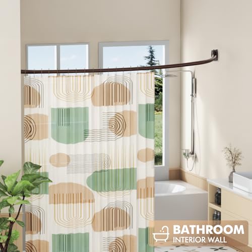 Curved Shower Curtain Rod for Bathroom, 40-72 Inches Adjustable Shower Rod | Rustproof Shower Curtain Rod with Rotating Brackets for Extra 30% Large Shower Space, 0.9MM thickness, Need to Drill, Bronze - color: Bronze