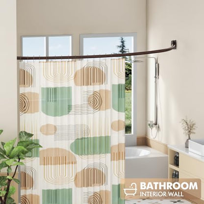 Curved Shower Curtain Rod for Bathroom, 40-72 Inches Adjustable Shower Rod | Rustproof Shower Curtain Rod with Rotating Brackets for Extra 30% Large Shower Space, 0.9MM thickness, Need to Drill, Bronze - color: Bronze