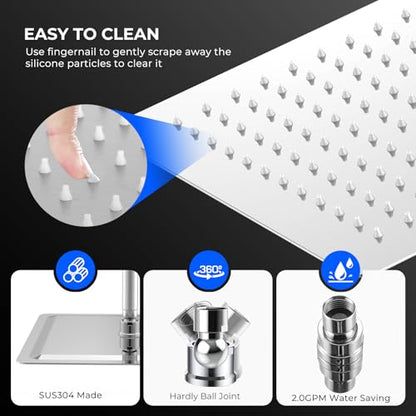 Square Rainfall Shower Head, High Pressure Flow with 304 Stainless Steel Made, Relaxed Shower Experience, Universal Ceiling or Wall Mount, 10inch Chrome - color: Chrome, size: 10 Inch