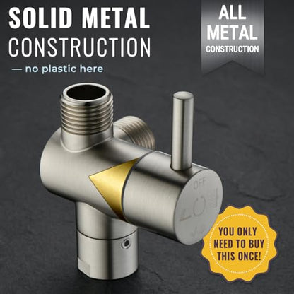 G-Promise Solid Metal High-Flow Shower Diverter Valve (Brushed Nickel) | High Water Output, 4 Spray Modes with Pause Mode, Anti-Leak, Use Separately or Both, Easy Install, Universal Replacement - color: Brushed Nickel