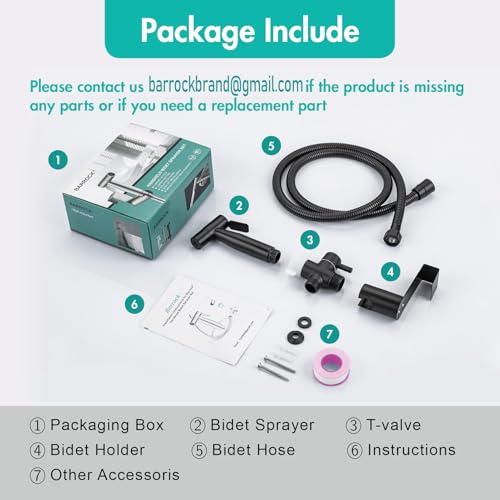 BARROCK Handheld Bidet Sprayer for Toilet, Stainless Steel Metal Made Baby Cloth Diaper Spraying Kit, Bathroom Toilet Bidet Attachment Set for Bathing Pets and Feminine Hygiene, Matte Black - color: Matte Black