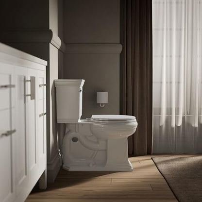 KOHLER 20111-0 Brevia, Slow Close Toilet Seat, Round Toilet Seat, Grip-Tight Bumpers Quick-Attach Hardware, White - size: Round