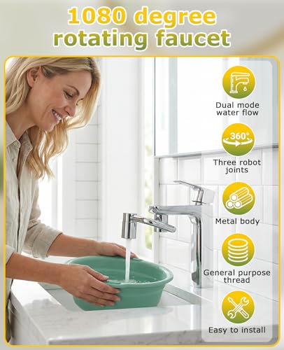 2 Pcs U Shaped Faucet Extender, 1440° Rotatable Adapter 2 Modes Adjustable 360° Rotating Aerator Extension for Kitchen Bathroom Sink