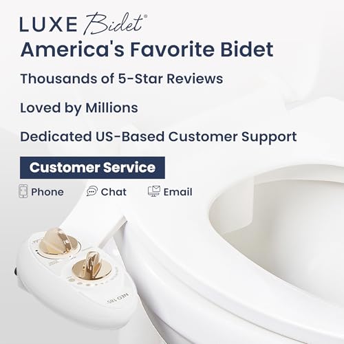 LUXE Bidet NEO 185 - Bidet Attachment for Toilet Seat, Gold | Non-Electric, Dual Nozzle, Self-Cleaning, Adjustable Water Pressure, Rear & Feminine Wash - color: Gold
