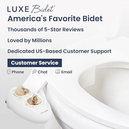 LUXE Bidet NEO 185 - Bidet Attachment for Toilet Seat, Gold | Non-Electric, Dual Nozzle, Self-Cleaning, Adjustable Water Pressure, Rear & Feminine Wash - color: Gold
