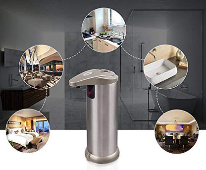 Automatic Soap Dispenser with Infrared Motion Sensor, Touchless Stainless Steel Liquid Soap Dispenser for Kitchen & Bathroom, Waterproof Base, Refillable, Hands-Free Operation