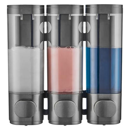 Pollock Shampoo and Conditioner Dispenser 3 Chamber No Drill | Shower Soap Pump Dispenser Wall Mounted,Body Wash Dispenser,Shower Gel Shampoo Holder for Bathroom Accessories, (Gun 3) - color: Gun 3