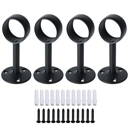 Alise Curtain Rod Holder Bracket 32mm Dia,Closet Rod Holders Wall Mount | Ceiling Mounted Curtain Rod Flange Brackets,Ceiling Curtain Rods Brackets for Bathroom Curtain,Stainless Steel,Black,4Pcs - color: Matte Black, size: 32mm/1-1/4 Inch Dia.
