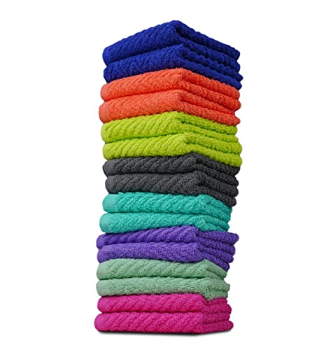 ZUPERIA Zigzag Multicolor Wash Cloths -16 Pack -12" x 12"- Highly Absorbent Soft Washcloths for Face, Gym Towels, Hotel Spa Quality, Reusable & Multipurpose Wash Cloth Towels - size: 16 Pack