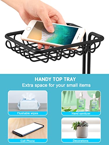 Toilet Paper Holder Stand with Shelf, Free Standing Toilet Paper Roll Dispenser Holds 3 Big Rolls of Jumbo Mega Paper, for RV Bathroom, Floral Pattern, Black - color: Black