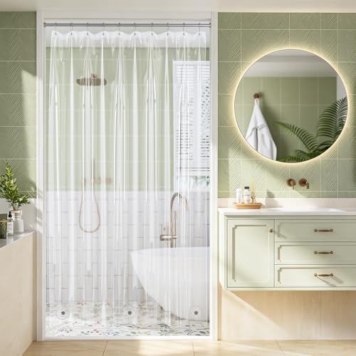Clear Shower Curtain Liner, 60x72 Plastic Shower Liner PEVA Medium Weight Inside Shower Curtain for Bathroom with Rustproof Grommets - color: Clear, size: 60"W x 72"L (Pack of 1)