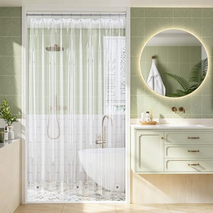 Clear Shower Curtain Liner, 60x72 Plastic Shower Liner PEVA Medium Weight Inside Shower Curtain for Bathroom with Rustproof Grommets - color: Clear, size: 60"W x 72"L (Pack of 1)