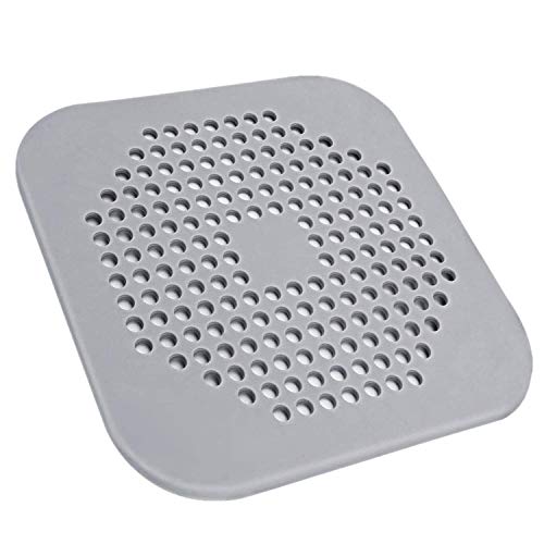 Square Drain Cover Filter Shower Drain Hair Catcher with Suction Cups Silicone Drains Protector Sewer Filter for Bathroom/Shower Room/Kitchen/Basin/Sink 2 Pack (Gray) - color: Gray