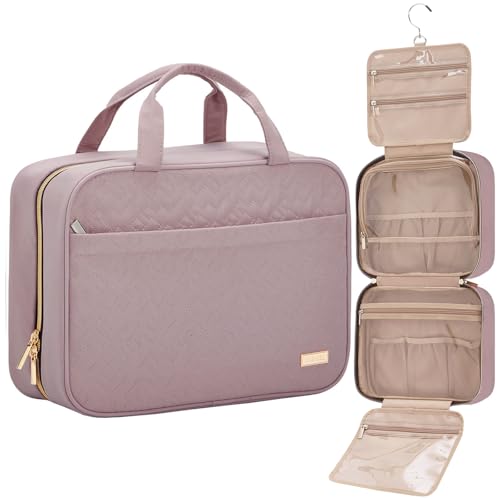 NISHEL Travel Toiletry Bag for women, Portable Hanging Organizer for Family-Sized Shampoo, Conditioner, Brushes Set, Makeup Accessories, Extra Large Size, Peach Pink | for Family-Sized Shampoo, Conditioner, Brushes Set, makeup Accessories, Extra Large Siz