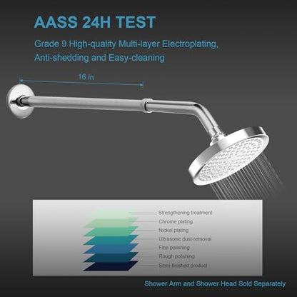 OFFO Shower Head Extension Arm, 16 in Shower Arm Extension Shower Head Extender Made of 305 Stainless Steel Shower Pipe Extension, Chrome - color: Chrome, style: 16 in