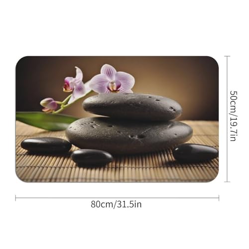 Soft Diatomaceous Earth Zen Stone Bath Mat 20x32 Absorbent Quick Dry Stone Bath Mats 0.15" Ultra Thin Non-Slip Bathroom Rug with Rubber Backing Easy Clean Floor Mat for Shower Entryway - size: 1'8" x 2'8" (Rectangular)