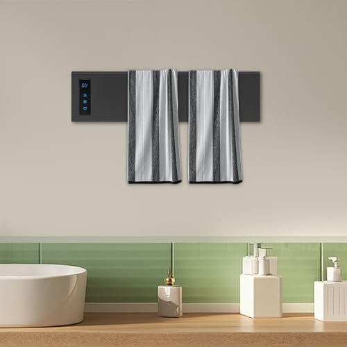 Electric Towel Warmer Rack, Wall-Mounted Towel Heater with Built-in Timer & Temperature Control, Electric Towel Dryer for Bathroom, IPX4 Waterproof, Gun Grey