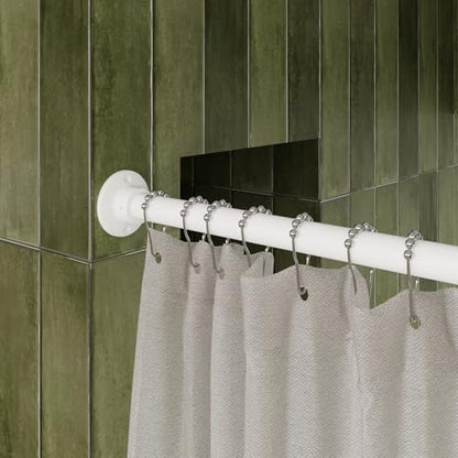 Naiture 304 Stainless Steel 36" Straight Shower Curtain Rod, Matte White | One-Piece Rod, Cut to Fit, Rustproof, Heavy-Duty Zinc Alloy Flange, Permanent Wall Mount, Mounting Hardware Included - color: Matte White, size: 36''