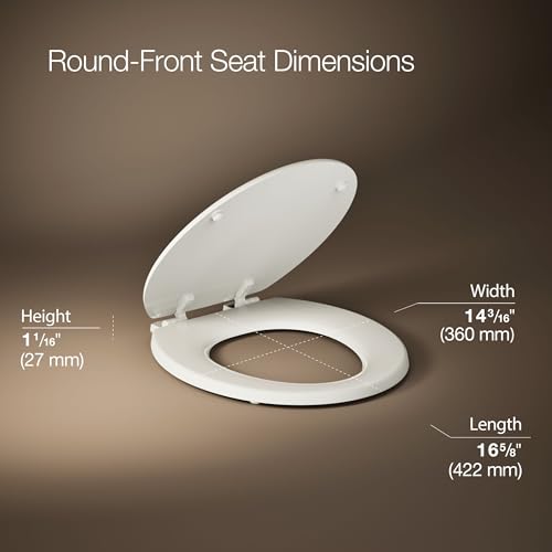 KOHLER 4695-96 Ridgewood Round-Front Toilet Seat, Compression-Molded Wood, Color-Matched Plastic Hinges, Biscuit - color: Biscuit, size: Round, style: Round