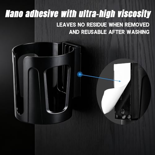 Wall Mounted Cup Holder, Adhesive Install Large Drink Holder | Shockproof, Scratchproof, Doesn't Scratch Tint, Holds Large 8-40 oz. Bottles, Mugs and Other Big Drinks in 3.15"-3.93" - size: 1 Pack