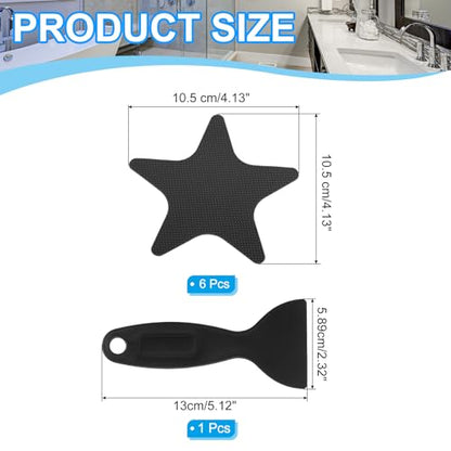 PATIKIL Bathtub Non Slip Stickers 4.13x4.13 Inch, 6 Pack Star Safety Shower Floor Anti Slip Stickers with Adhesive Decals Scraper for Bath Tub Shower Floor Stair, Black - color: Black