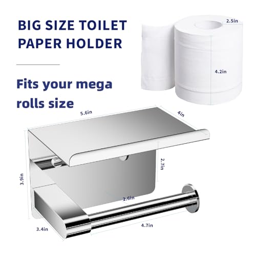 GLNLQ Chrome Toilet Paper Holder Wall Mount, Self Adhesive or Screw-in | Adhesive or Screw-in, Waterproof and Rustproof Stainless Steel, Wall Mount Design, Modern Stylish Design, for Bathroom, RV - color: C-chrome
