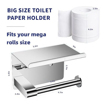 GLNLQ Chrome Toilet Paper Holder Wall Mount, Self Adhesive or Screw-in | Adhesive or Screw-in, Waterproof and Rustproof Stainless Steel, Wall Mount Design, Modern Stylish Design, for Bathroom, RV - color: C-chrome