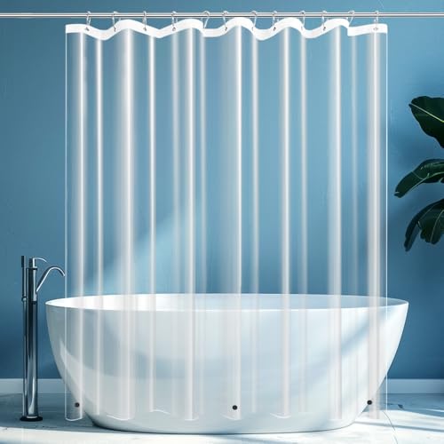 Ga-Geetopia Clear PEVA Plastic Shower Curtain Liner Premium Light Weight 72" x 72" Transparent Bathroom Shower Showroom Curtain Liner with Rustproof Metal Gromments and Weighted Magnet - color: Clear, size: 72"W x 72"L (Pack of 1)