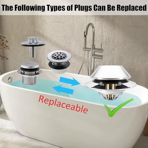 Anlige Bathtub Drain Stopper,Pop Up Tub Stopper Bottom with Drain Hair Catcher,Bathtub Plug and Cover with Strainer,Universal for 1.45 to 1.8in Drain Hole,Replaces Lift & Turn, Tip-Toe or Trip Lever - style: Tub Stopper Bottom Hair Catcher
