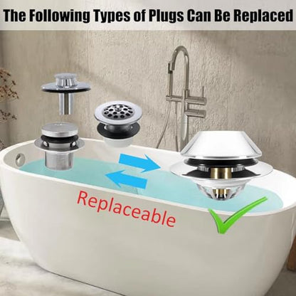 Anlige Bathtub Drain Stopper,Pop Up Tub Stopper Bottom with Drain Hair Catcher,Bathtub Plug and Cover with Strainer,Universal for 1.45 to 1.8in Drain Hole,Replaces Lift & Turn, Tip-Toe or Trip Lever - style: Tub Stopper Bottom Hair Catcher