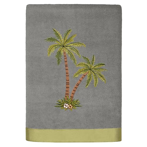 Flourish 4-Piece Premium Towel Set, Island Style Embroidery, Plush Turkish Cotton, Durable & Quick Dry, Elegant Bath Ensemble, 2 Bath 2 Hand Towels, Charcoal - color: Charcoal, size: 2 Pcs Bath 2 Pcs Hand Towel