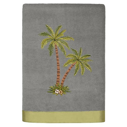 Flourish 4-Piece Premium Towel Set, Island Style Embroidery, Plush Turkish Cotton, Durable & Quick Dry, Elegant Bath Ensemble, 2 Bath 2 Hand Towels, Charcoal - color: Charcoal, size: 2 Pcs Bath 2 Pcs Hand Towel