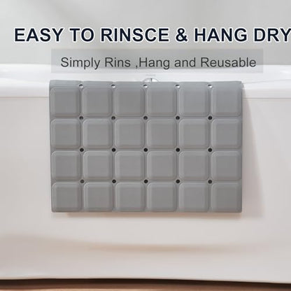 Webos Anti Slip Shower Mat for Tub & Shower Stall, 21" x 21" Square Silicone Bathtub Mat with Powerful Suction Cups, Fast-Draining, Machine Washable Soft Foldable Bathroom Mat, Grey - color: Grey, size: 21" x 21" (Square)