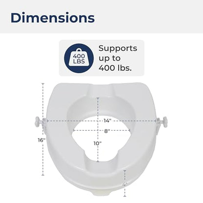 Drive Medical Raised Toilet Seat with Lock, Standard Seat, 4 Inch | Raised Toilet Seat with Lock Adds 4 Inches of Height and Stability to Any Standard Toilet Bowl at Home - size: 4 Inch (Pack of 1)