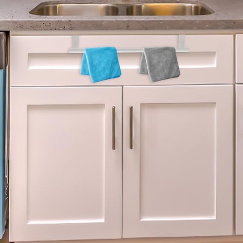 Stainless Steel Over Door Towel Rack Hanging Hand Towel Holder for Cabinets Space-Saving Organizer for Bathrooms and Kitchens Elegant Design for Easy Access