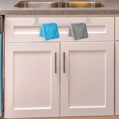 Stainless Steel Over Door Towel Rack Hanging Hand Towel Holder for Cabinets Space-Saving Organizer for Bathrooms and Kitchens Elegant Design for Easy Access