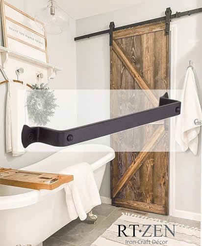 Matte Black Hand Towel Holder for Your Bathroom, Fits 10" Towels | Handcrafted Farmhouse Wrought Iron Metal, Kitchen Bar, Wall Mounted Rack, Small Hand Cloth Bar Hanger for Home or Office - style: Hammer-Nail