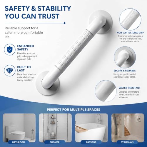 Textured Non Slip Grab Bar, Bathroom Wall Mount Hand Rail with Glow in The Dark Strips, Comfort Grip Assist Handle for Shower Toilet - size: 40cm