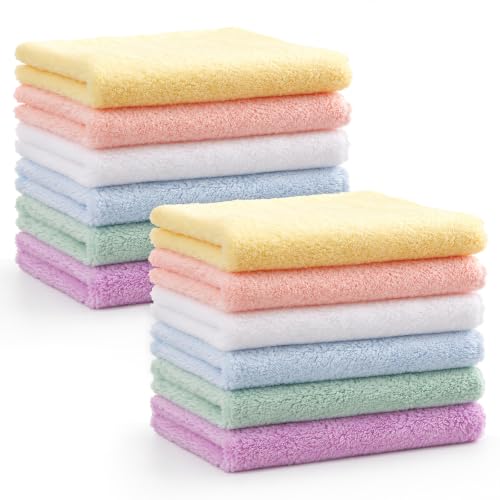 HOMEXCEL Baby Washcloths 12 Pack Microfiber Coral Fleece 11.5 x 11.5 Inch | Absorbent, Gentle on Sensitive Skin, for Newborn Infants & Toddlers, Soft Baby Bath Face Towel & Wash Cloths, Multicolor - color: Multicolor, size: 11.5" x 11.5"-12 Pack