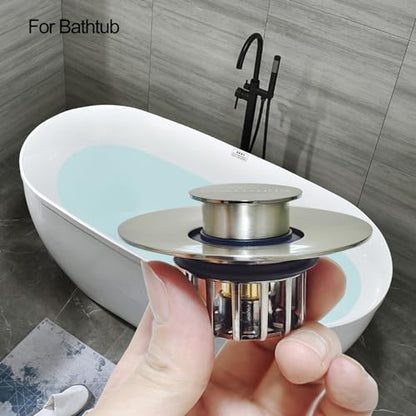 COAMANUG Bathtub Stopper | Pop-up Tub Stopper with Strainer, Shower Drain Hair Catcher | Bathroom Drain Plug | Drain Protector for 1-1/2 to 1-3/4" Bath Drain Hole - color: Brushed Black Nickel