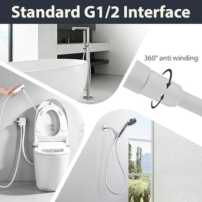 48 Inches Silicone Shower Bidet Hose Extra Long White | 1.2m Shower head Hose Replacement,Used In Showerheads Spray Bidet Bathing Toilet Cleaning,Flexible RV Shower Hoses - color: White, size: 48 In