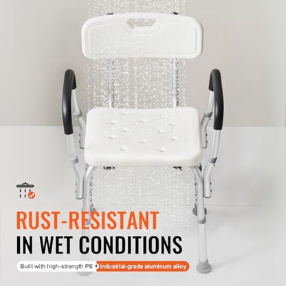 VEVOR Shower Chair, Shower Seat with Back, Adjustable Height Shower Stool, Shower Chair for Inside Shower Bathtub, Non-Slip Bathroom Bench Bath Chair for Elderly Disabled Handicap, 350 LBS Capacity - color: Shower Chair