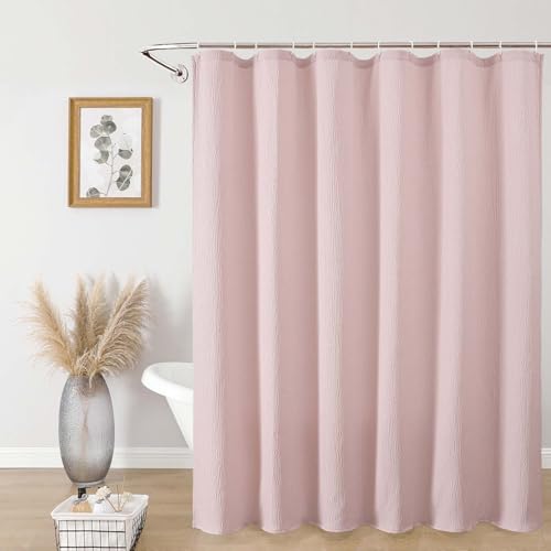 Aiyufeng 3D Textured Pink Shower Curtain for Bathroom, Fabric Shower Curtain Soft Cloth & Hotel Spa Quality, Luxury Boho Bathroom Curtains, Machine Washable, Pink, 72x72 Inches - color: Pink, size: 72"W x 72"L (Pack of 1)