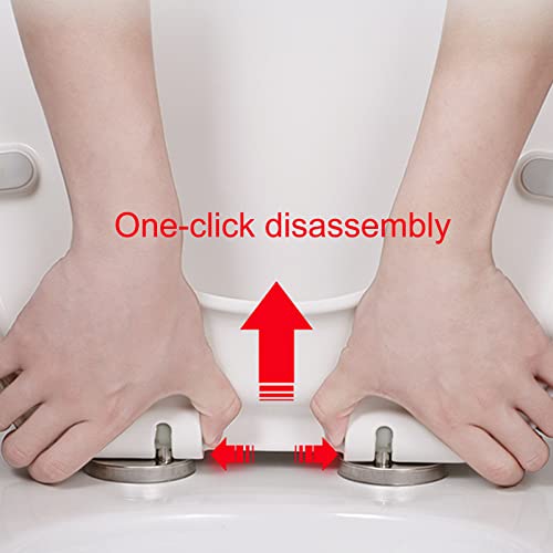 Quick Release Toilet Seat with Soft Close Mechanism, Universal Bathroom Toilet Lid with Removable Hinges, U Shape