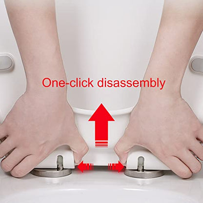 Quick Release Toilet Seat with Soft Close Mechanism, Universal Bathroom Toilet Lid with Removable Hinges, U Shape