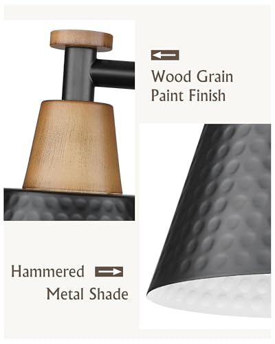 FEMILA Bathroom Vanity Light, 4-Lights Bathroom Light Fixtures Over Mirror, Modern Wall Mounted Lamp, Hammered Metal Shade, 4FG59B-4W BK - color: Matte Black, size: 30"