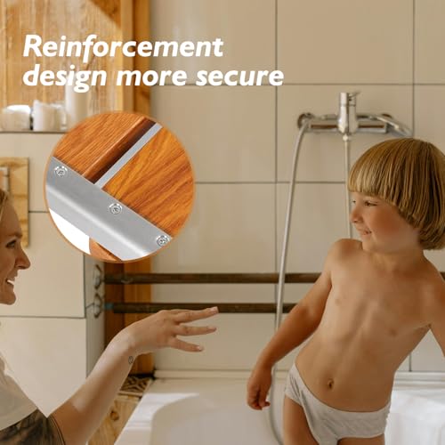 Folding Shower Seat Wall Mounted Shower Seat,Folding Shower Bech Chair 316 Stainless Steel Frame,Foldable Teak Wood Fold Down Shower Seat 450 lbs,1 Pack - color: Teak Wood Color