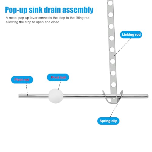 2pcs Lavatory Pop-Up Drain Center Piece Assembly for Danco & Price Pfister | Bathroom Sink Pivot Ball Rod Stopper Replacement Sink Drain Parts for Danco 34807 & Price Pfister PS2673 PS469 PSB327